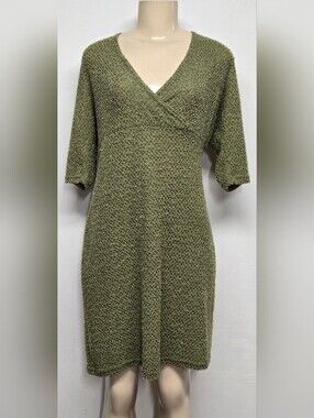 Rag Funhouse Dress L Lightweight Criss Cross V Neck Stretch Metallic Vintage